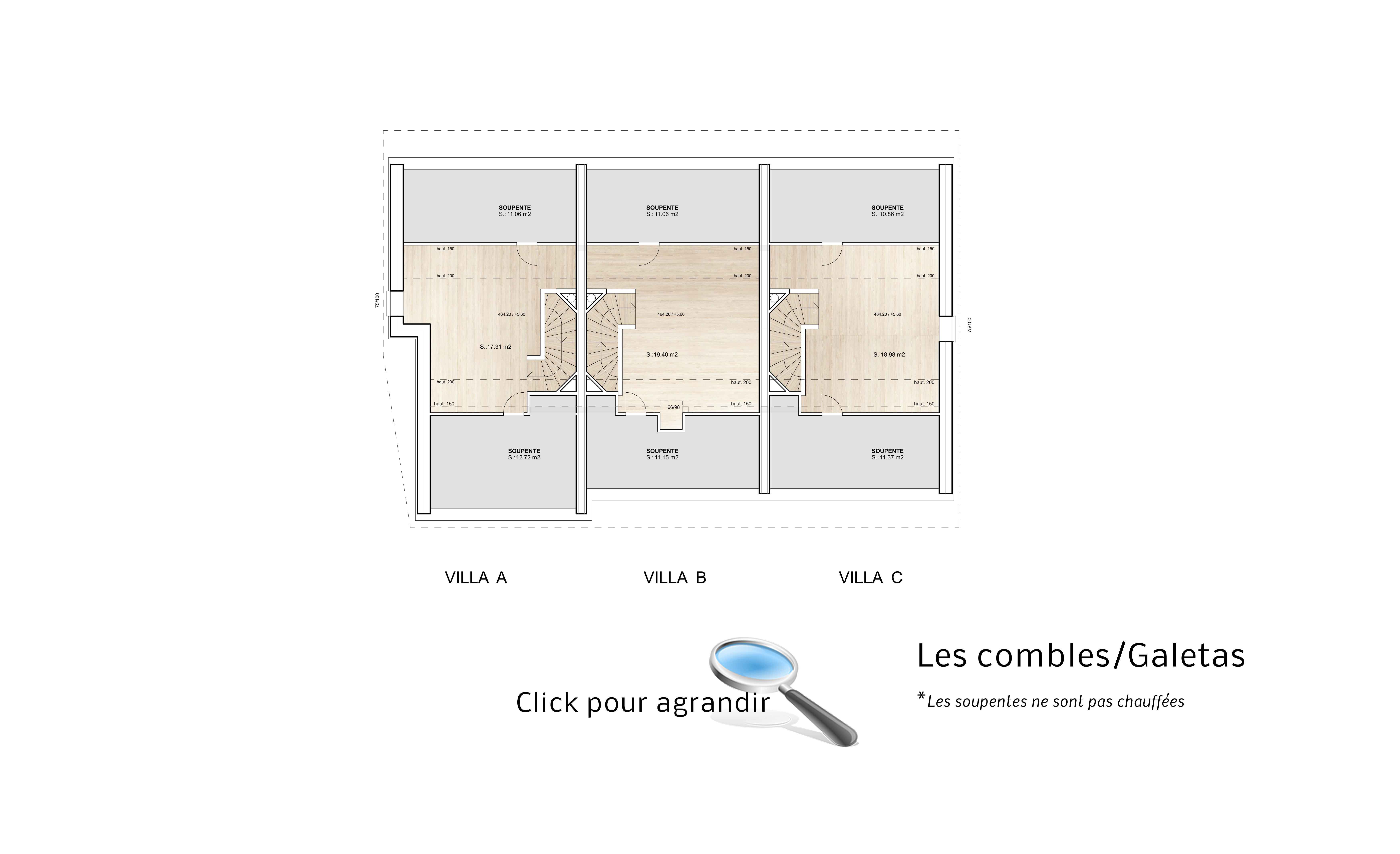 Le galetas - les combles - LES 3 NIDS DU MARTINET - 3 VILLAS MITOYENNES A 1020 RENENS