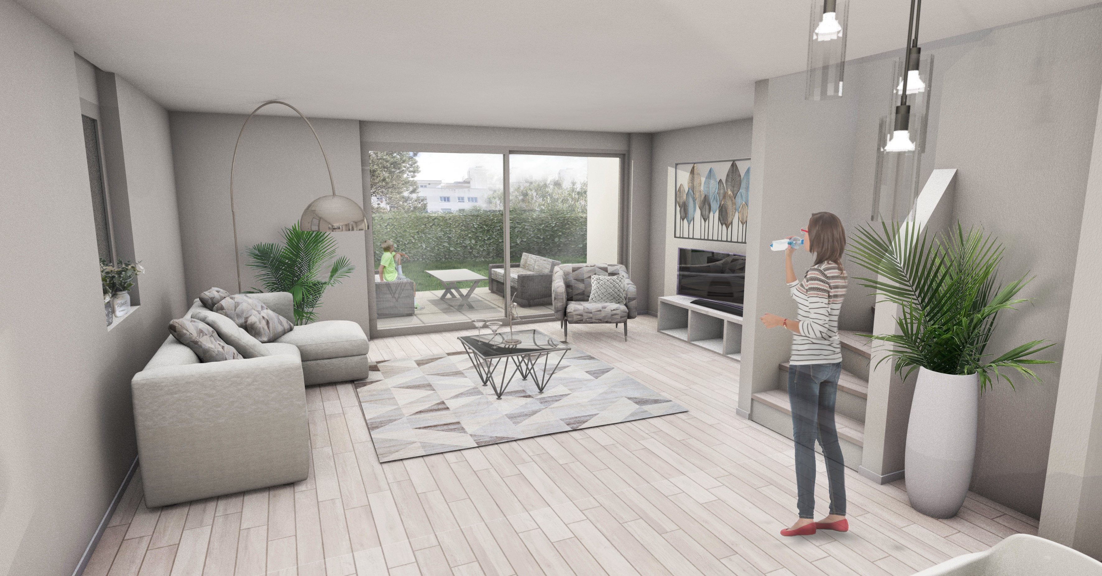 Le salon - LES 3 NIDS DU MARTINET - 3 VILLAS MITOYENNES A 1020 RENENS